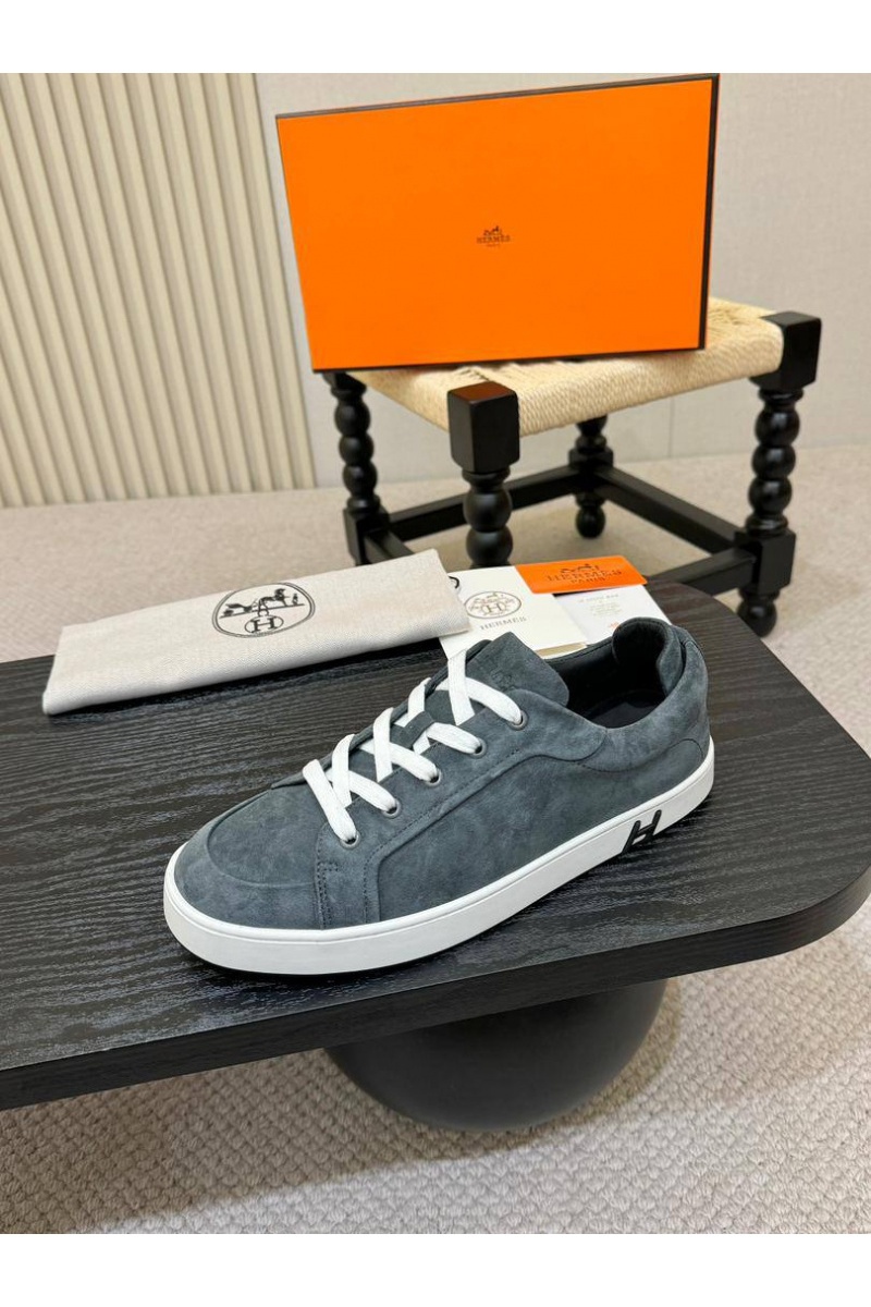 Hermes Мужские замшевые кроссовки Kid - Grey