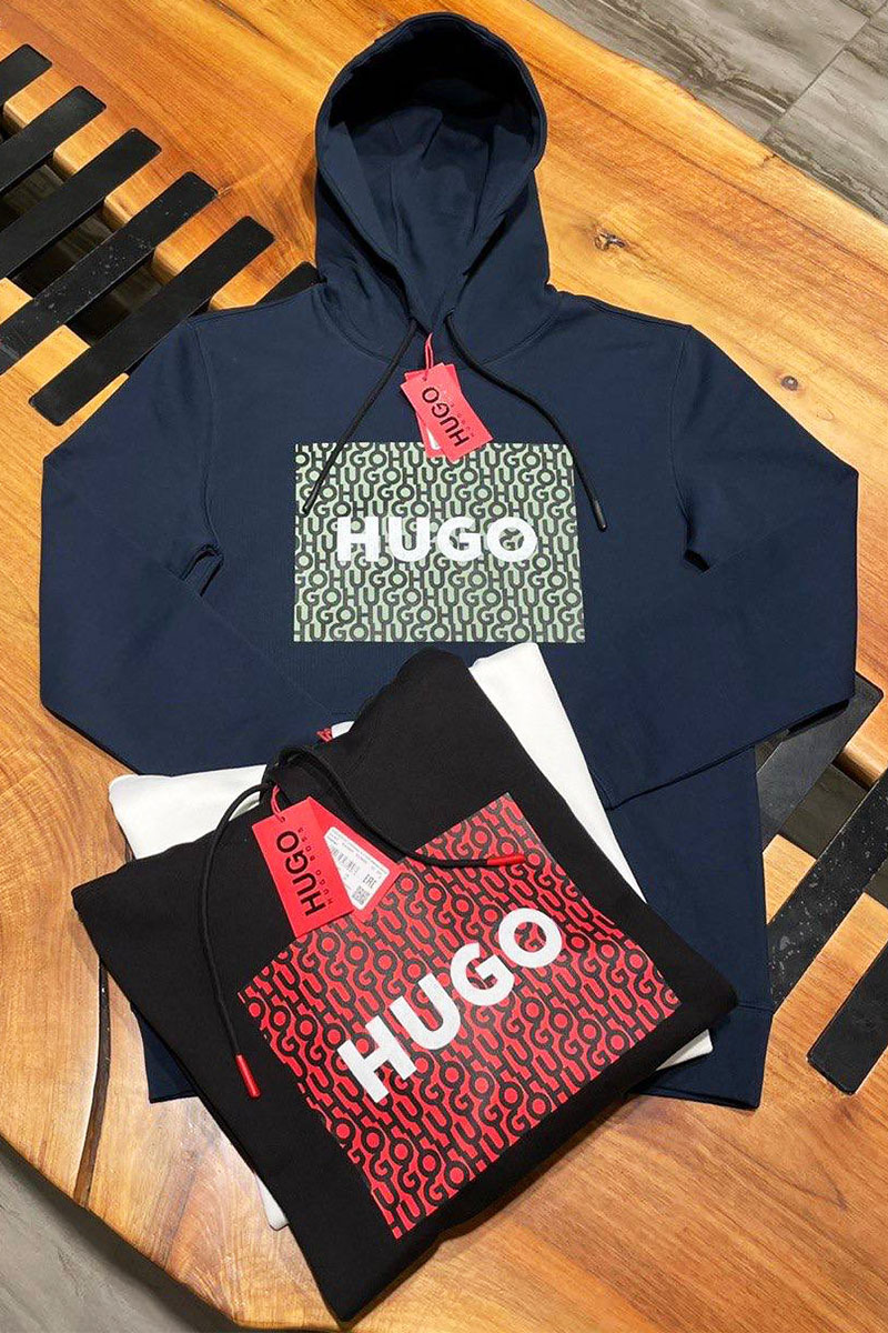 Hugо Воss Белое мужское худи Dreeman logo-print