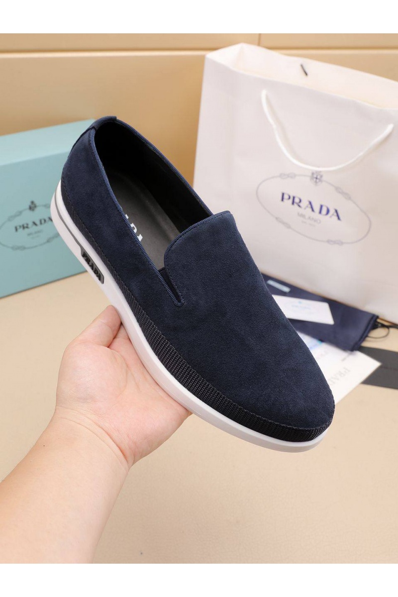 Prada Мужские замшевые слипоны Saint Tropez - Indigo
