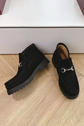 Женские замшевые лоферы premium - Black