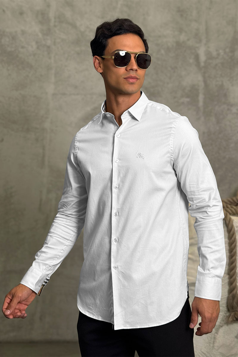 Burberry Мужская рубашка logo-embroidered - White 