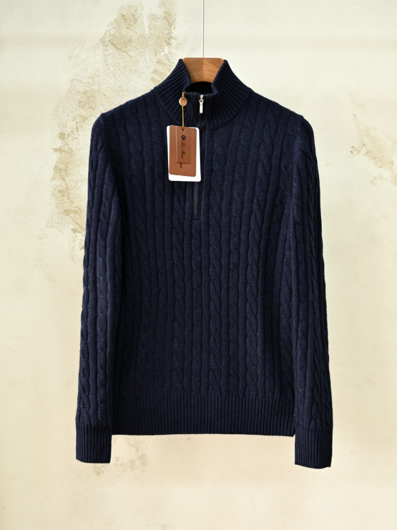 Loro Piana Кашемировый свитер Premium zip-neck - Navy 