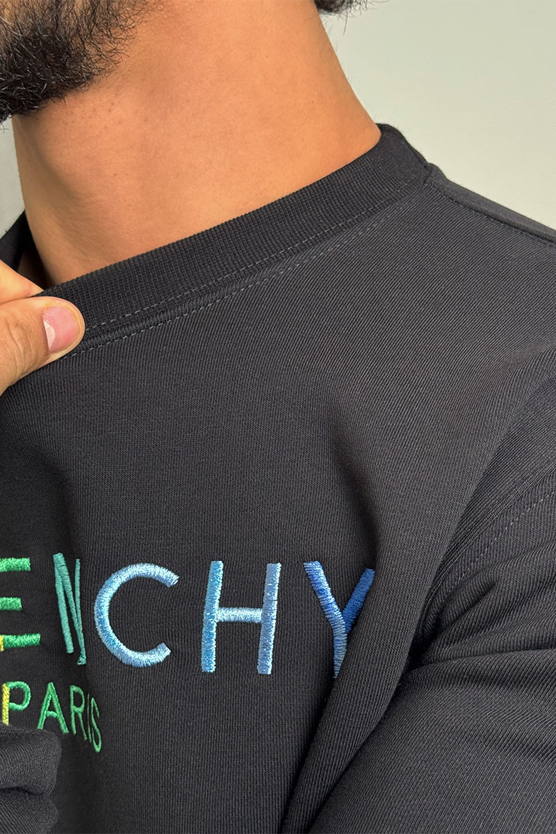 Givenchy Мужской чёрный свитшот Paris logo-embroidered