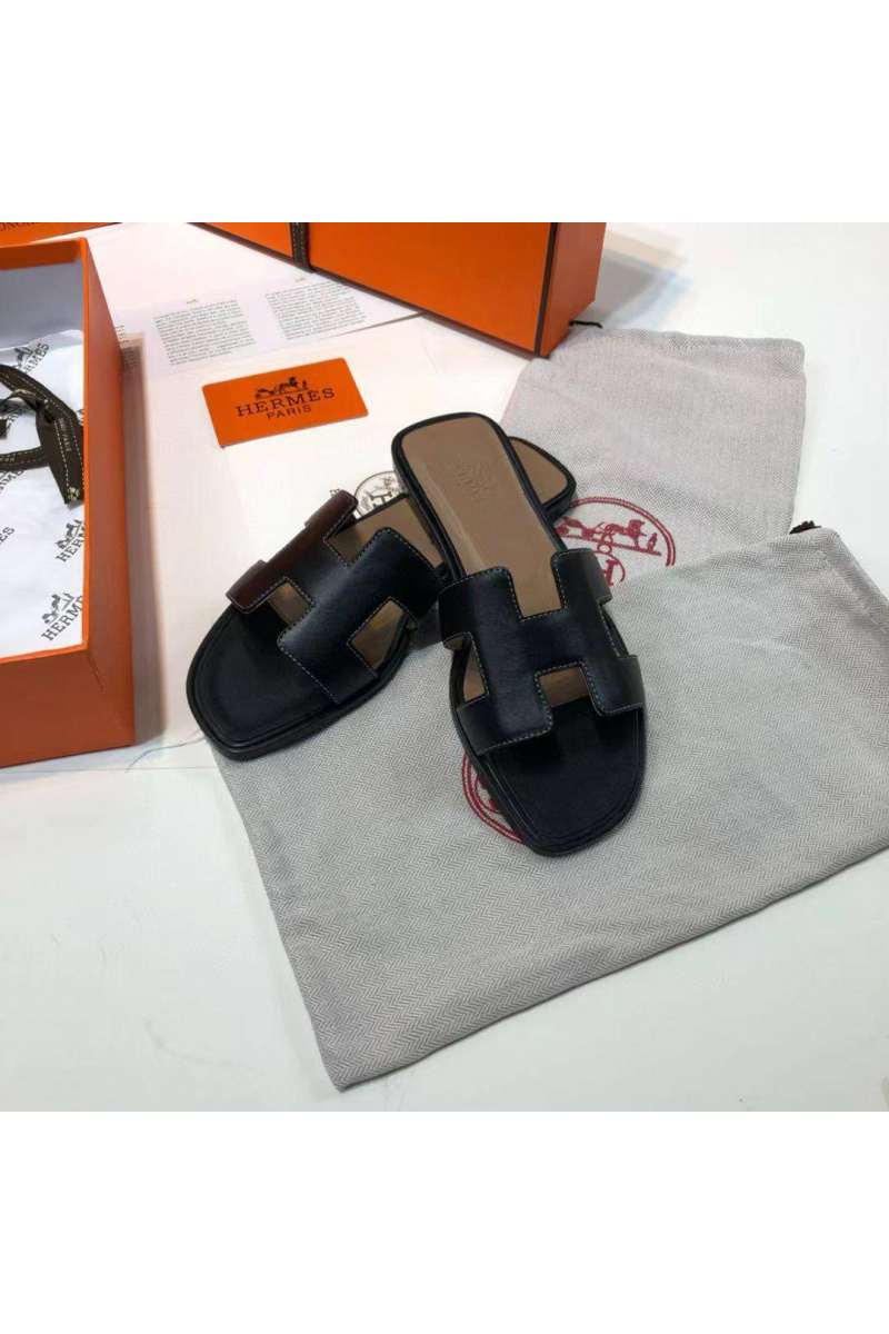 Hermes Женские кожаные шлёпанцы Oran