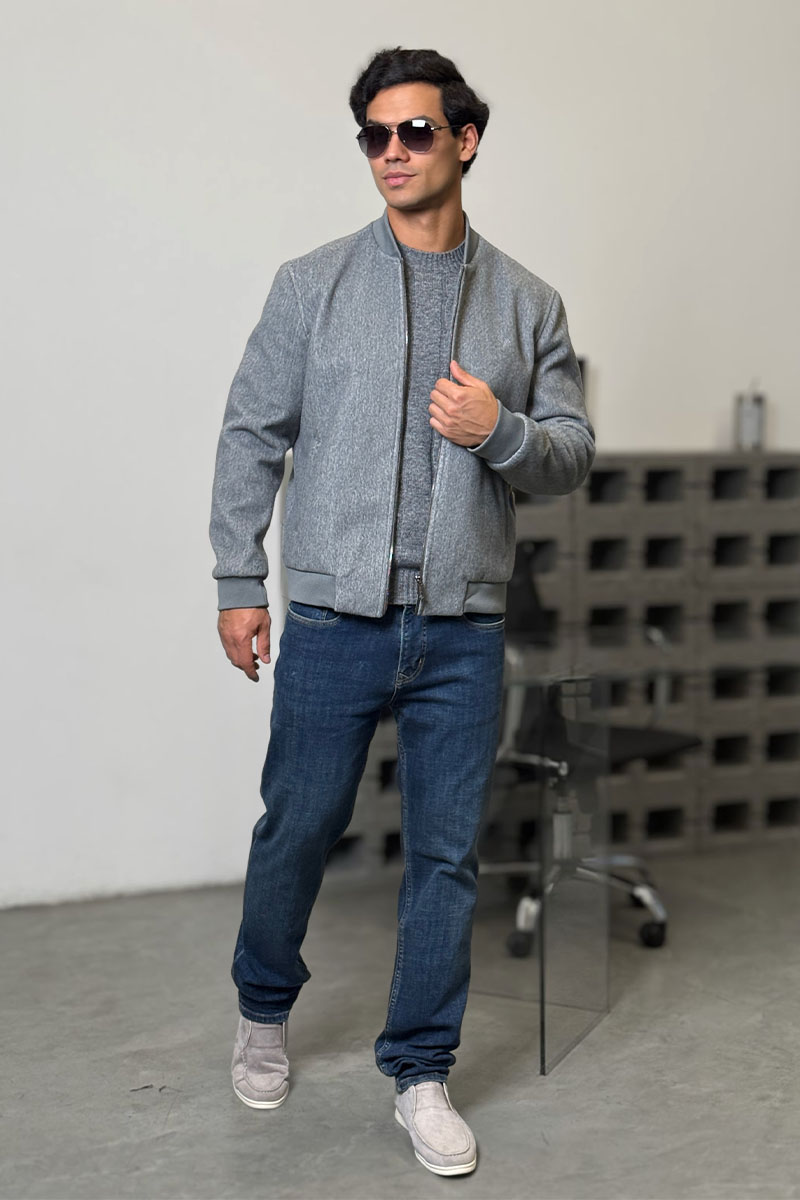 Loro Piana Мужской бомбер серого цвета