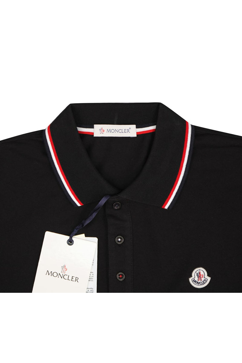 Moncler Чёрное поло с длинным рукавом logo-patch
