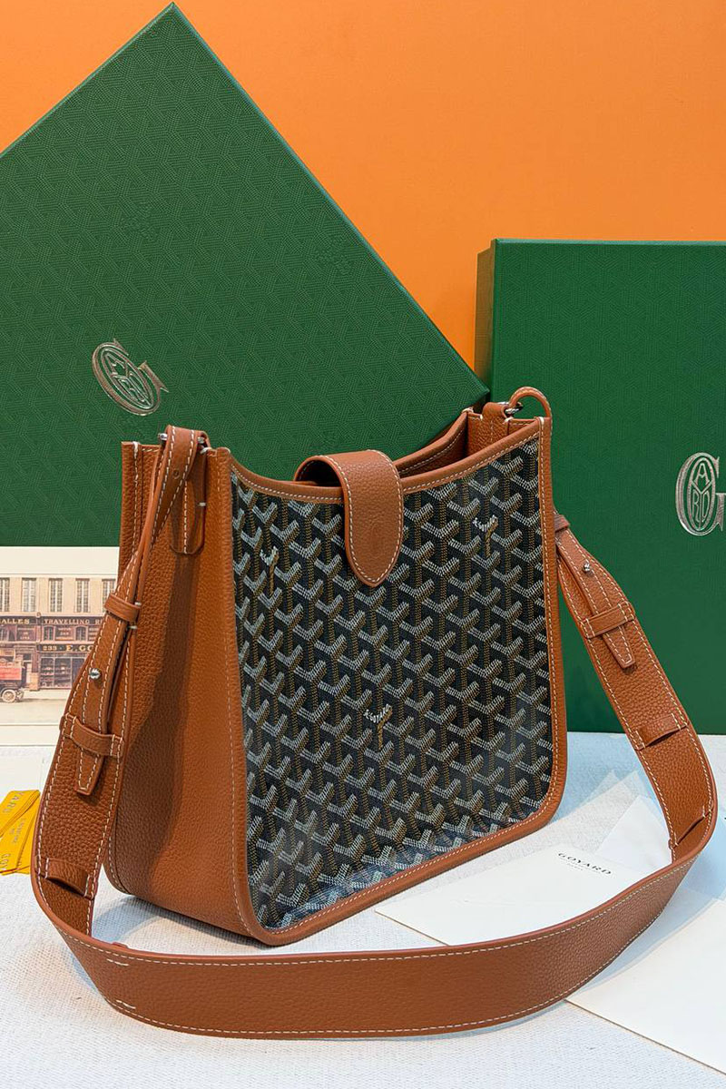 Designer Clothing Кожаная сумка Goyard Musette PM premium 28x22x10 см