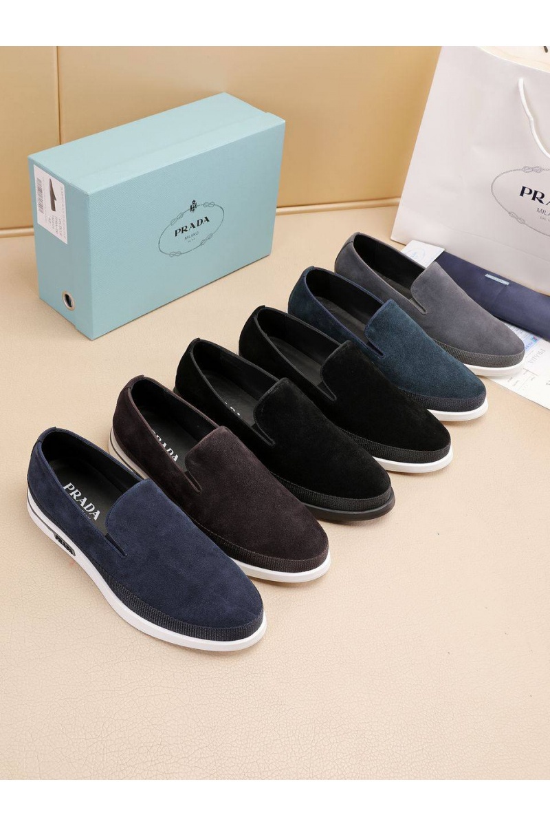 Prada Мужские замшевые слипоны Saint Tropez - Indigo