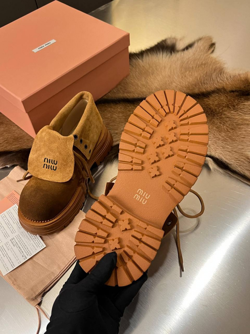 MIU MIU Женские замшевые ботинки Premium  - Chestnut