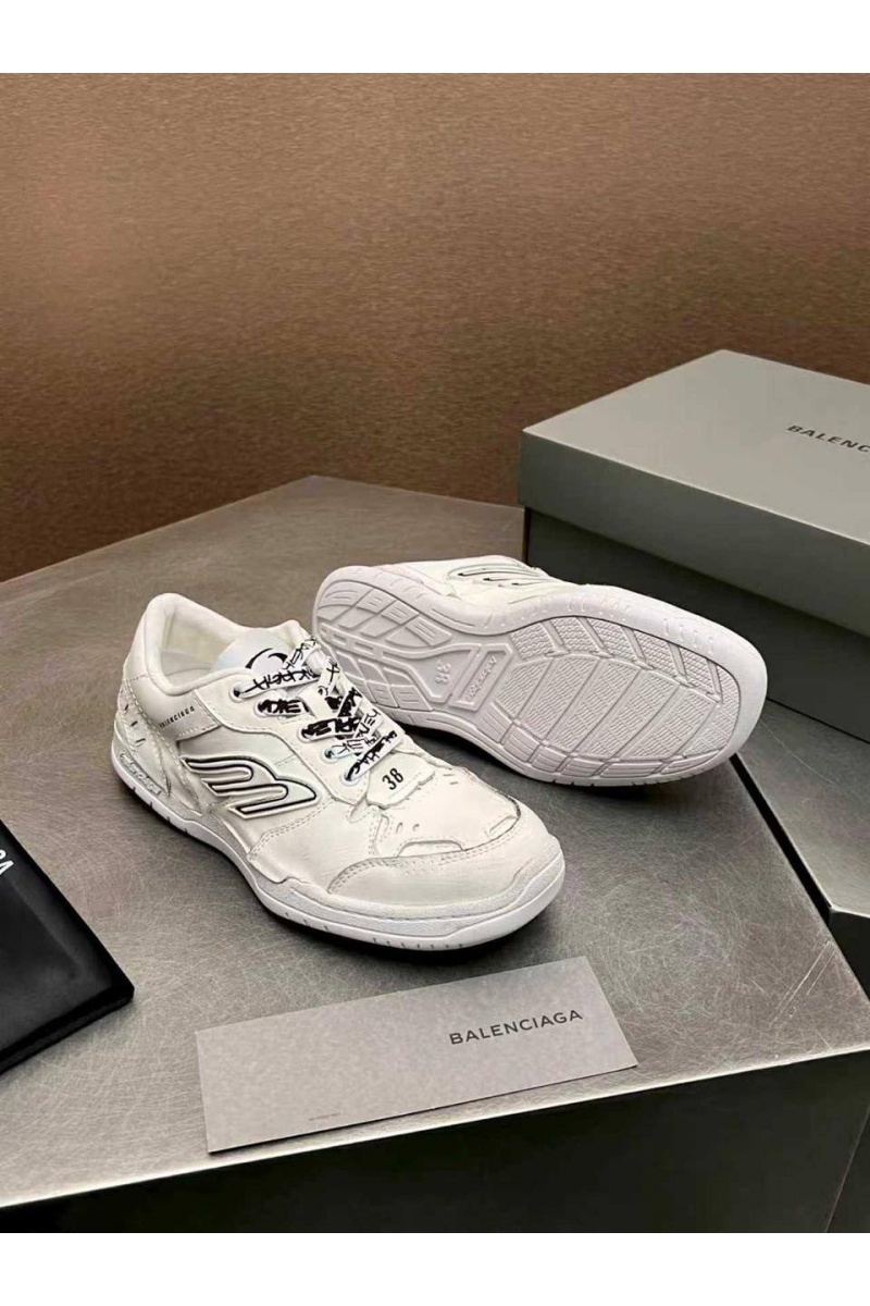 Balenciaga Женские кожаные кроссовки Hamptons Worn-Out premium