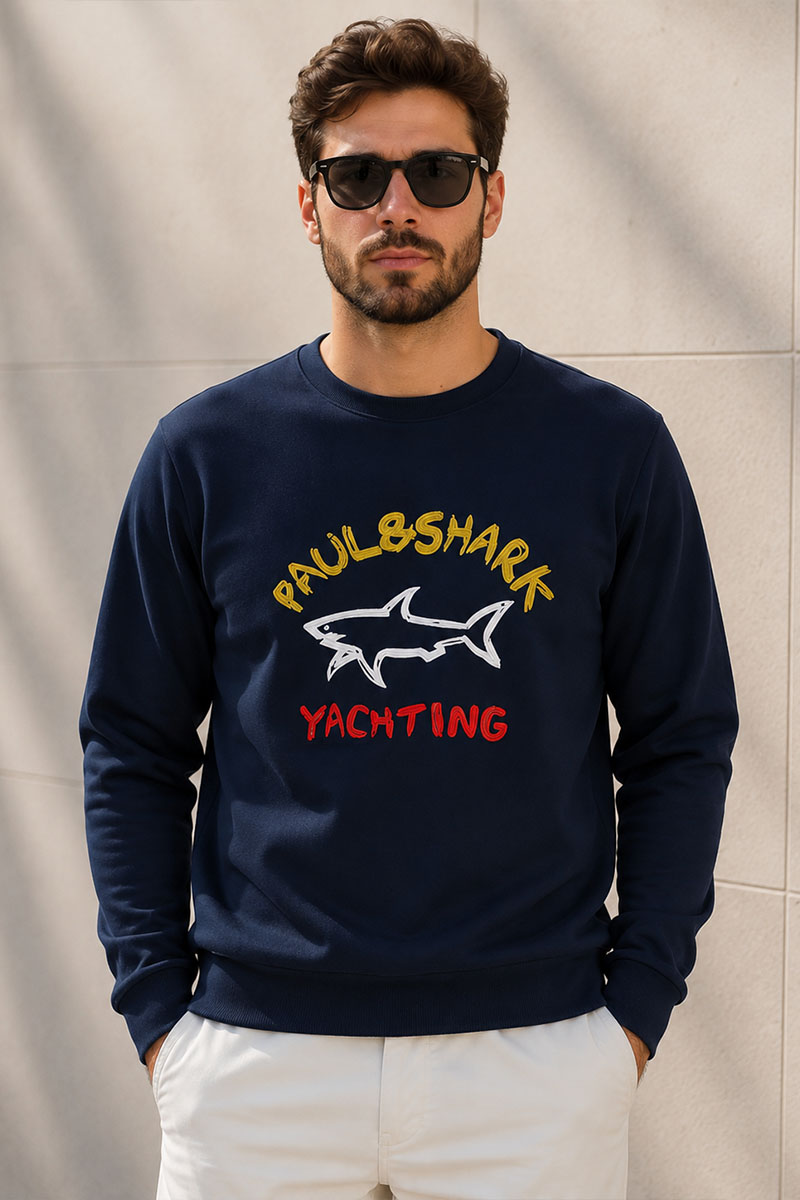 Paul & Shark Свитшот тёмно-синего цвета logo-print 