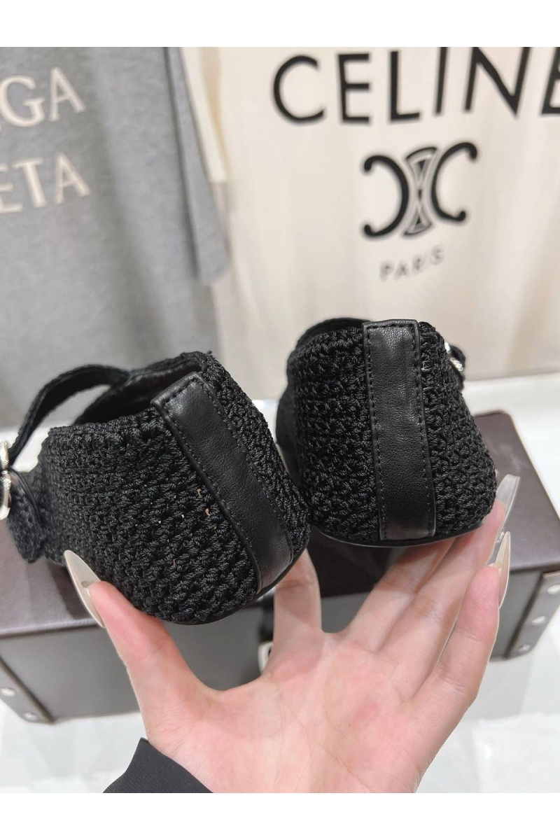 Designer Clothing Женские плетёные балетки ALaia Premium - Black