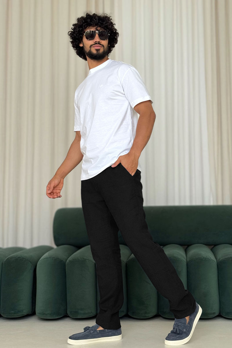 Loro Piana Льняные брюки чёрного цвета 