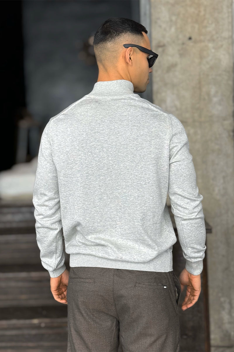 Hugо Воss Мужской джемпер quarter zip - Grey 