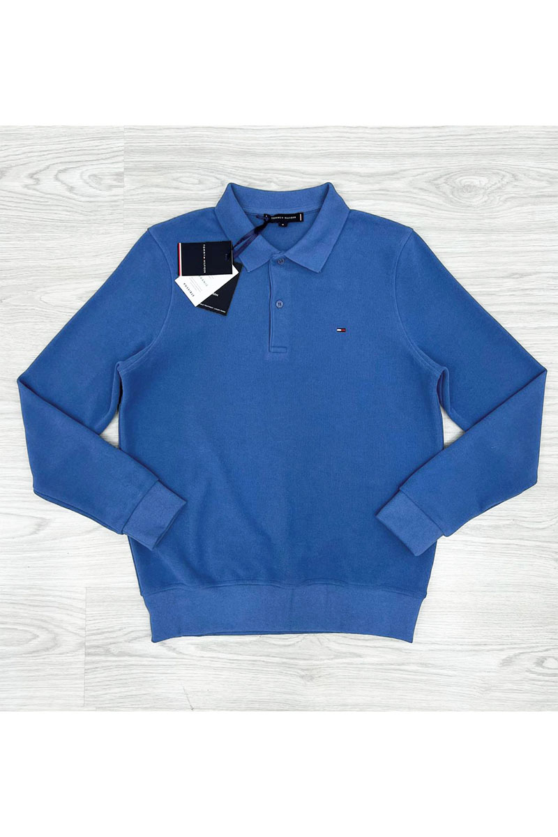 Tommy Hilfiger Синее поло с длинным рукавом