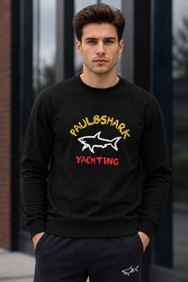 Paul & Shark Свитшот чёрного цвета logo-print