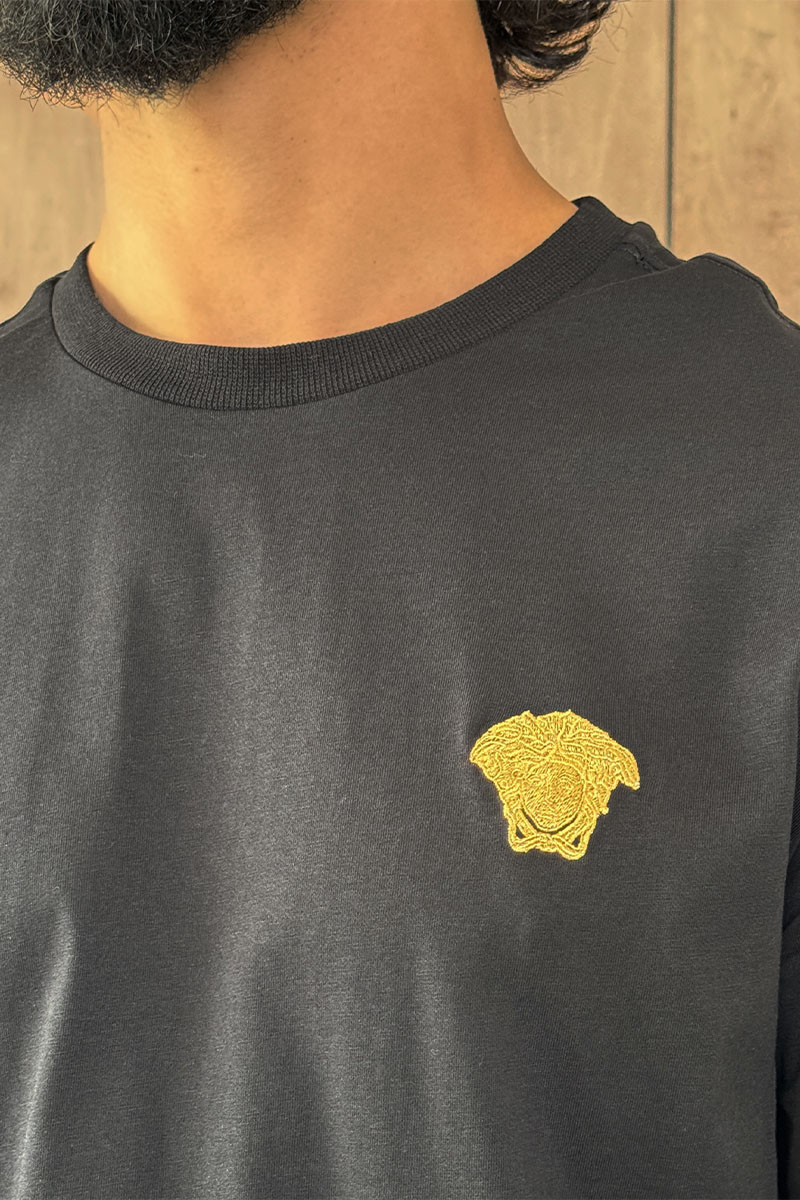 Versace Чёрная оверсайз футболка Medusa Head patch