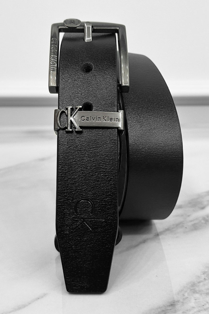 Calvin Klein Мужской кожаный ремень чёрного цвета