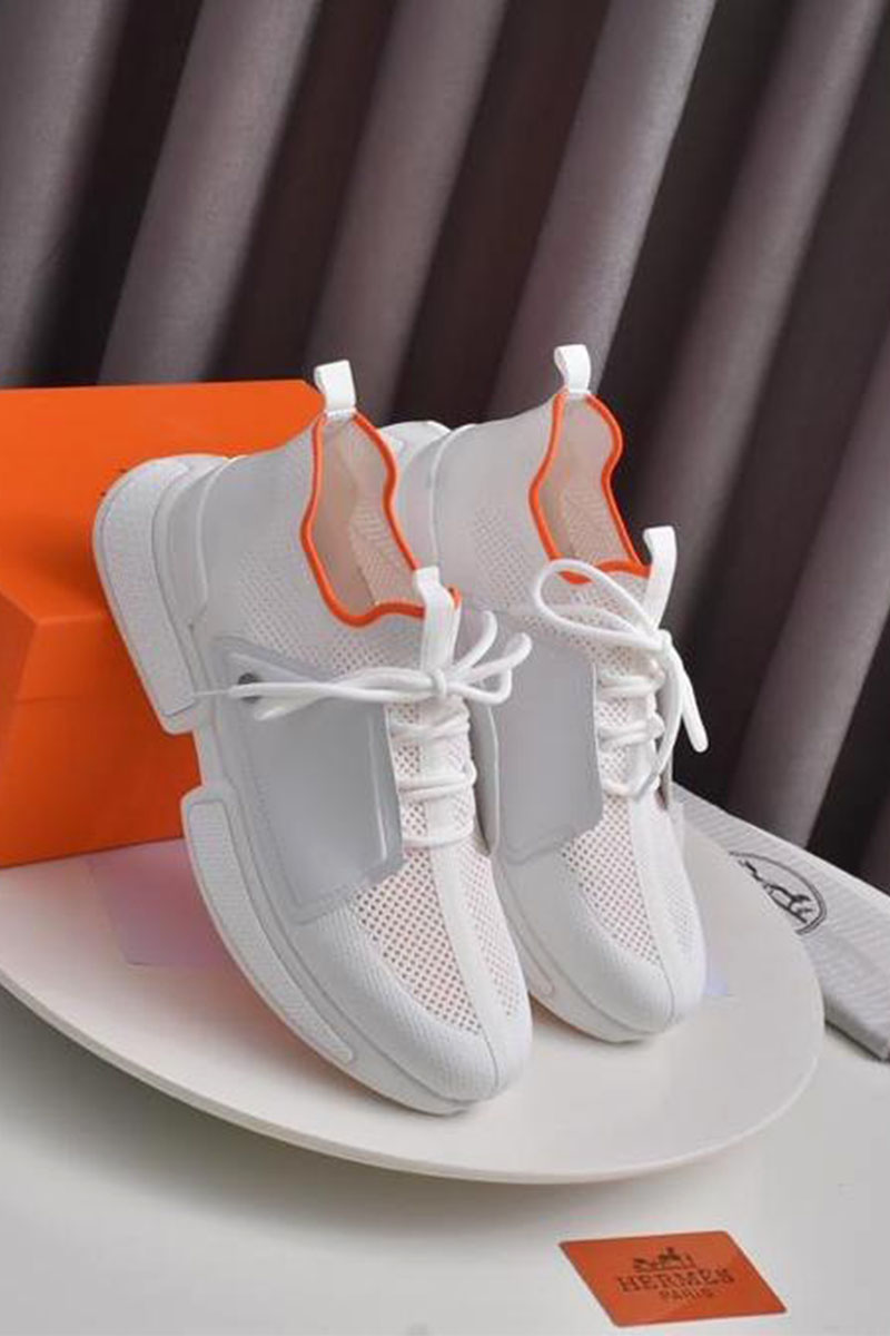 Hermes Мужские текстильные кроссовки Expert - White