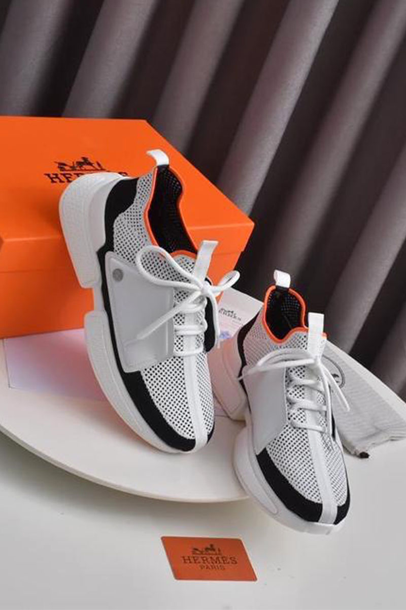Hermes Мужские текстильные кроссовки Expert - White