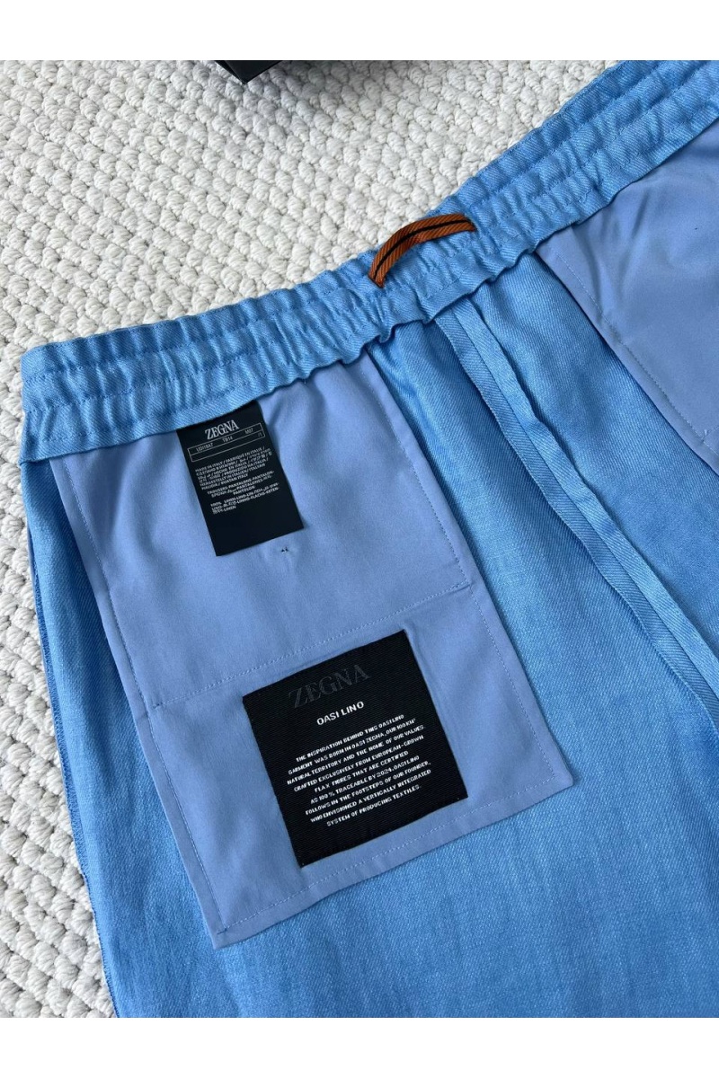 Zegna Льняные шорты синего цвета premium