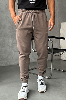 Спортивные штаны бежевого цвета logo-embroidered