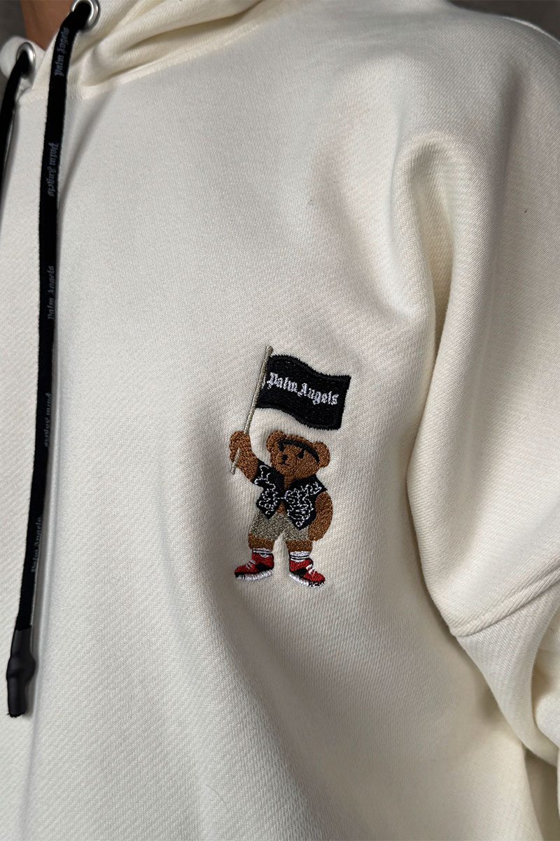 Palm Angels Утеплённое оверсайз худи "Pirate Bear" - White
