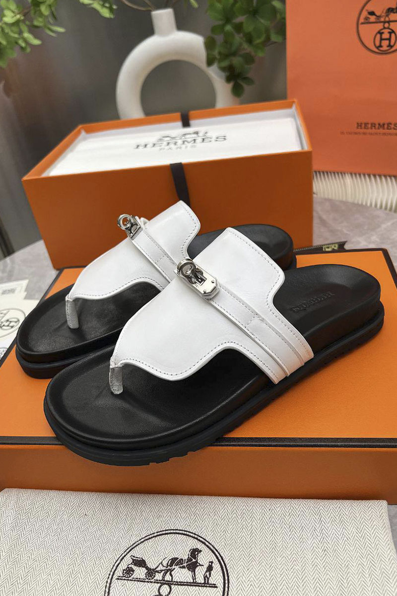 Hermes Женские кожаные шлёпанцы Empire premium