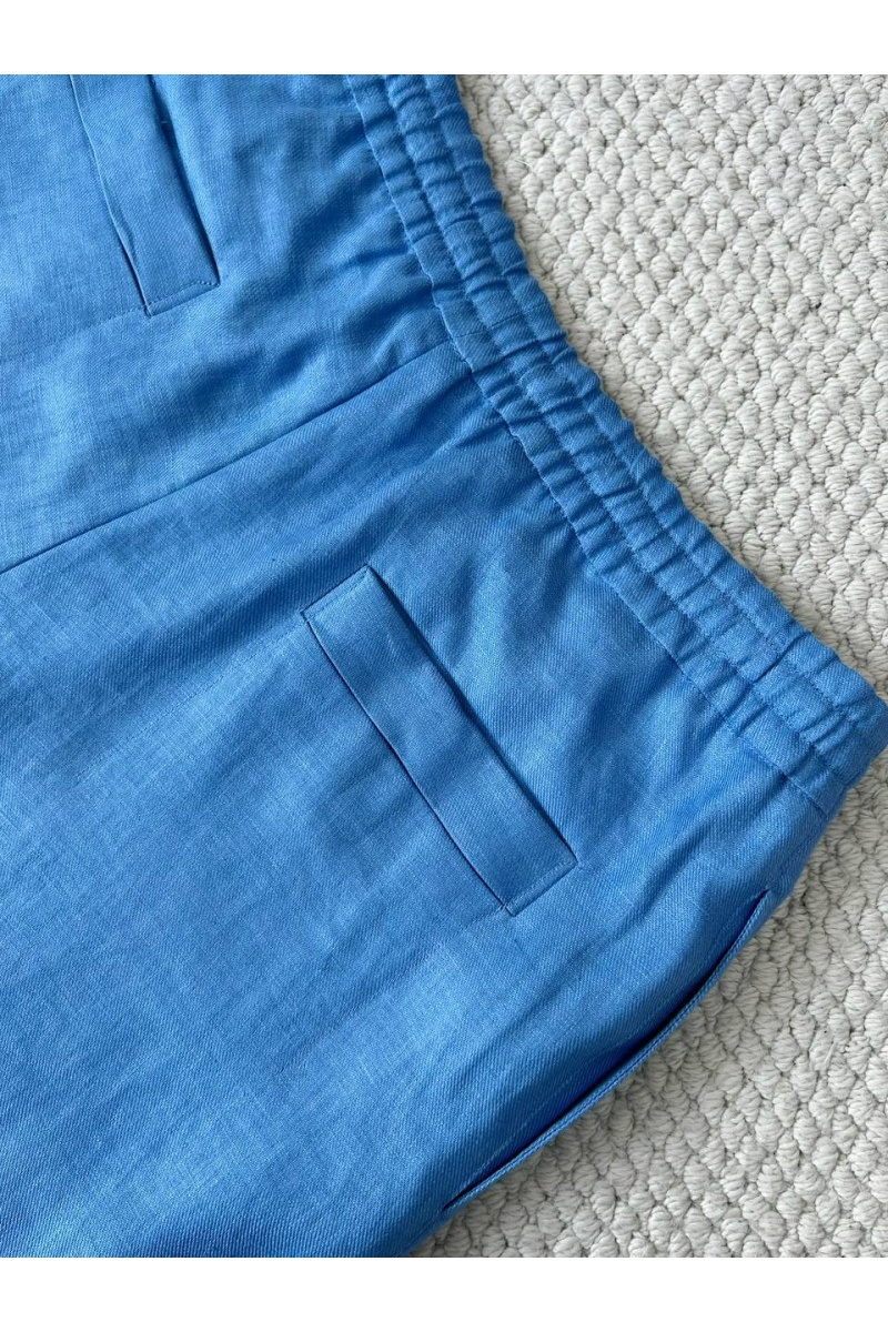 Zegna Льняные шорты синего цвета premium