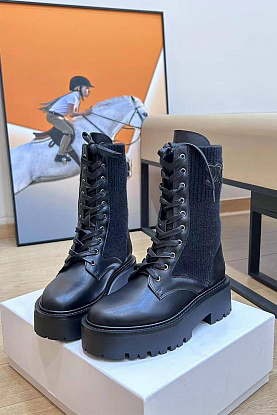 Женские комбинированные ботинки Premium - Black