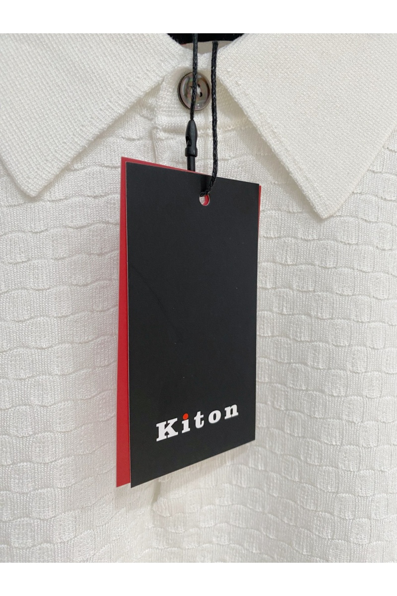 Kiton Мужское белое поло premium