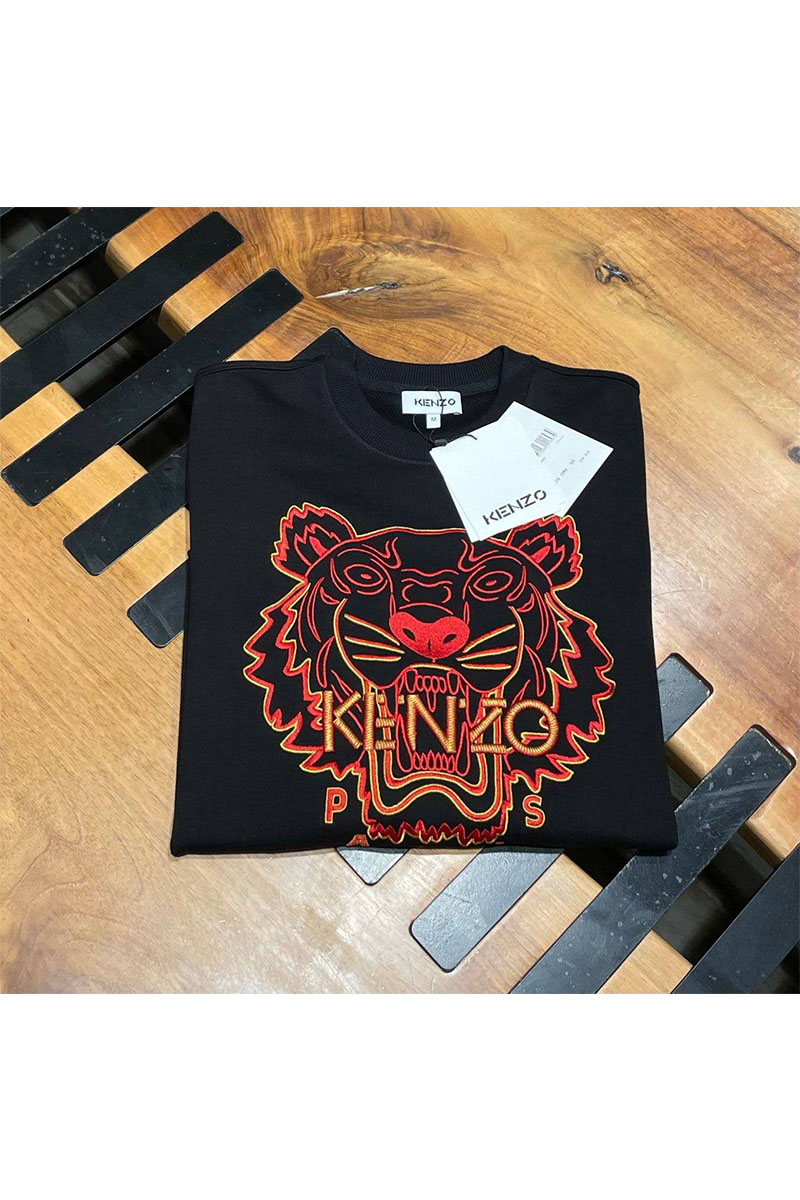 Kenzo Чёрный мужской свитшот Tiger Head embroidered