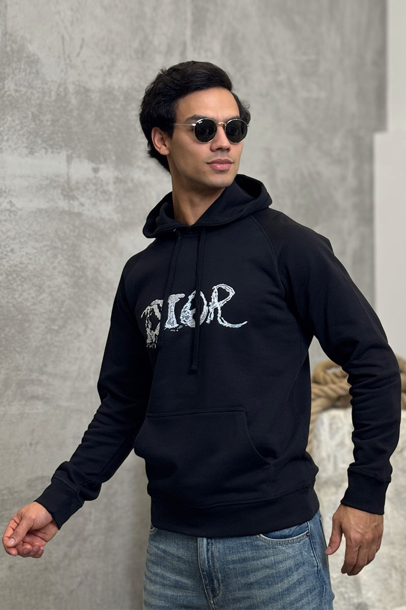 Dior Чёрное оверсайз худи logo-print
