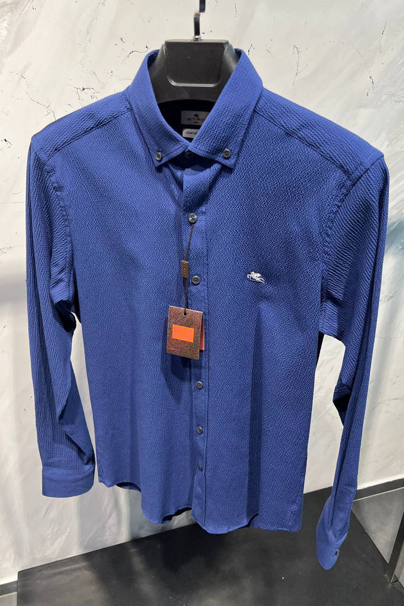 Etro Мужская синяя рубашка Pegasus logo