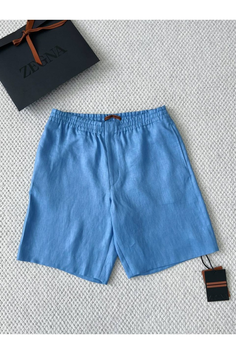Zegna Льняные шорты синего цвета premium