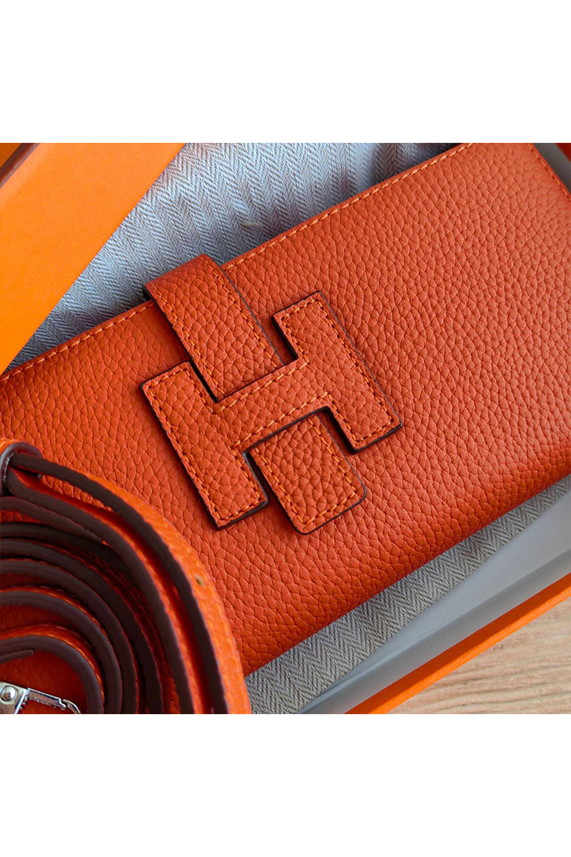 Hermes Кожаный клатч Jige Elan 20.5x9 см - Orange