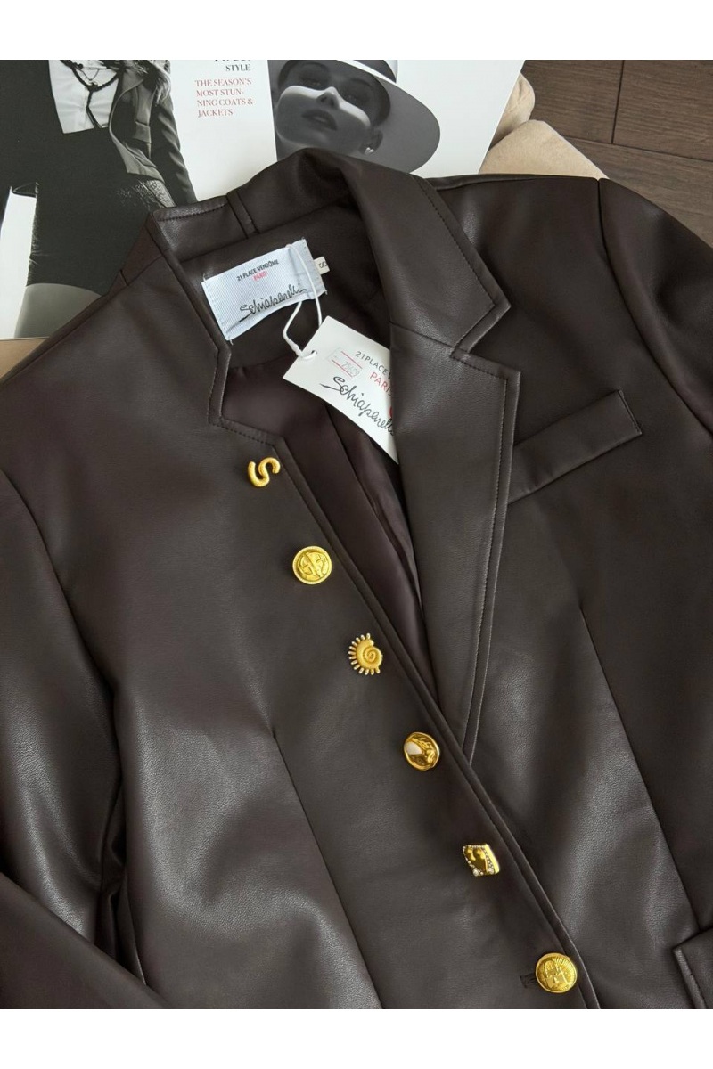 Schiaparelli Женский пиджак из эко кожи Premium - Brown