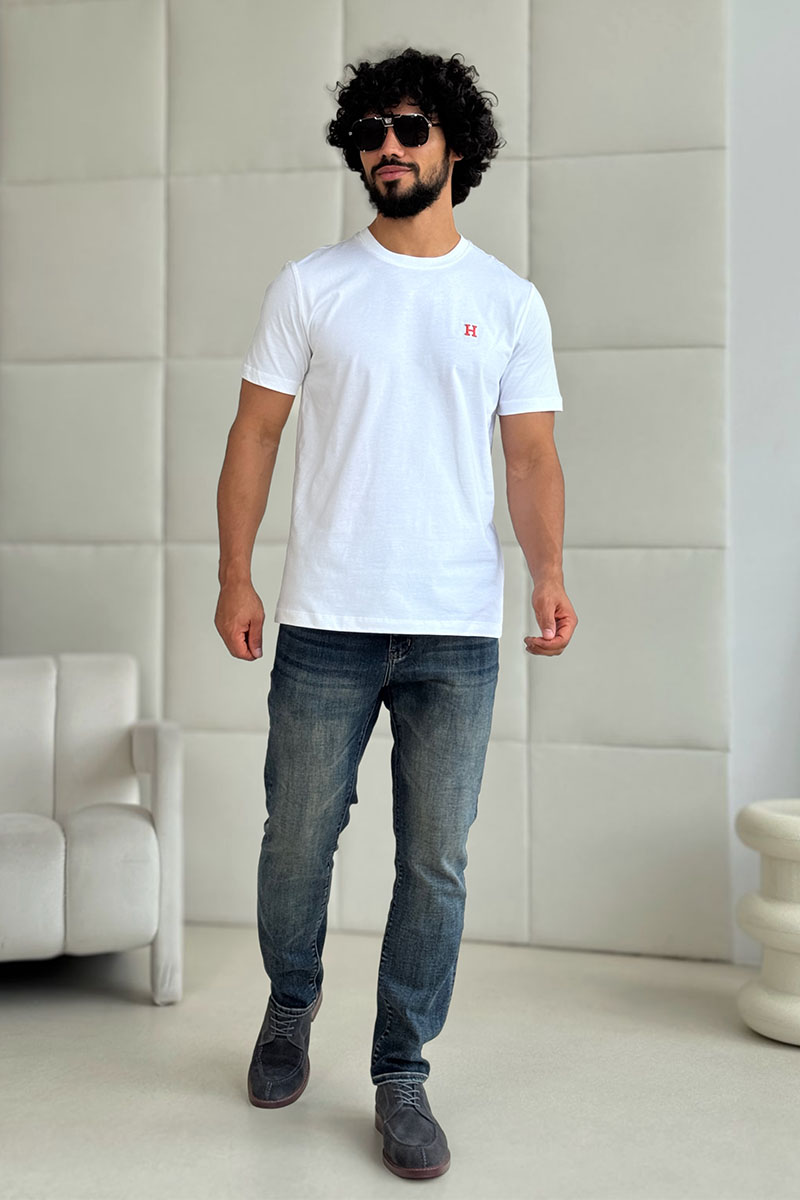Hermes Футболка белого цвета H embroidered