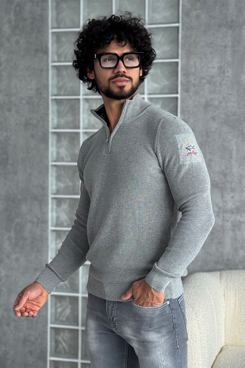 Paul & Shark Мужской светло-серый джемпер zip-up