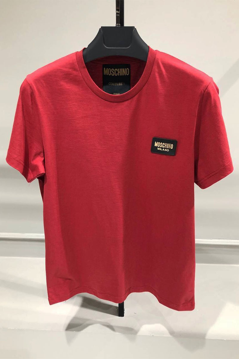 Moschino Мужская бордовая футболка logo-patch