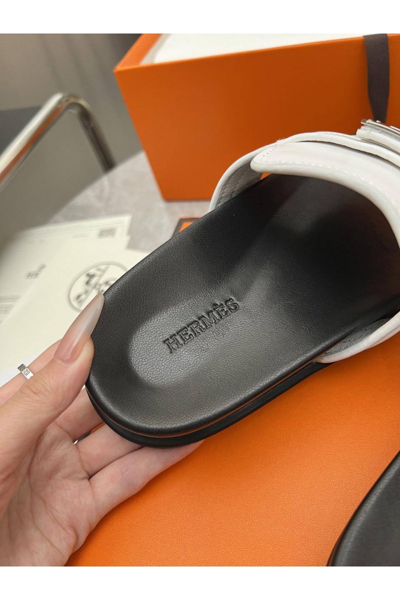 Hermes Женские кожаные шлёпанцы Empire premium