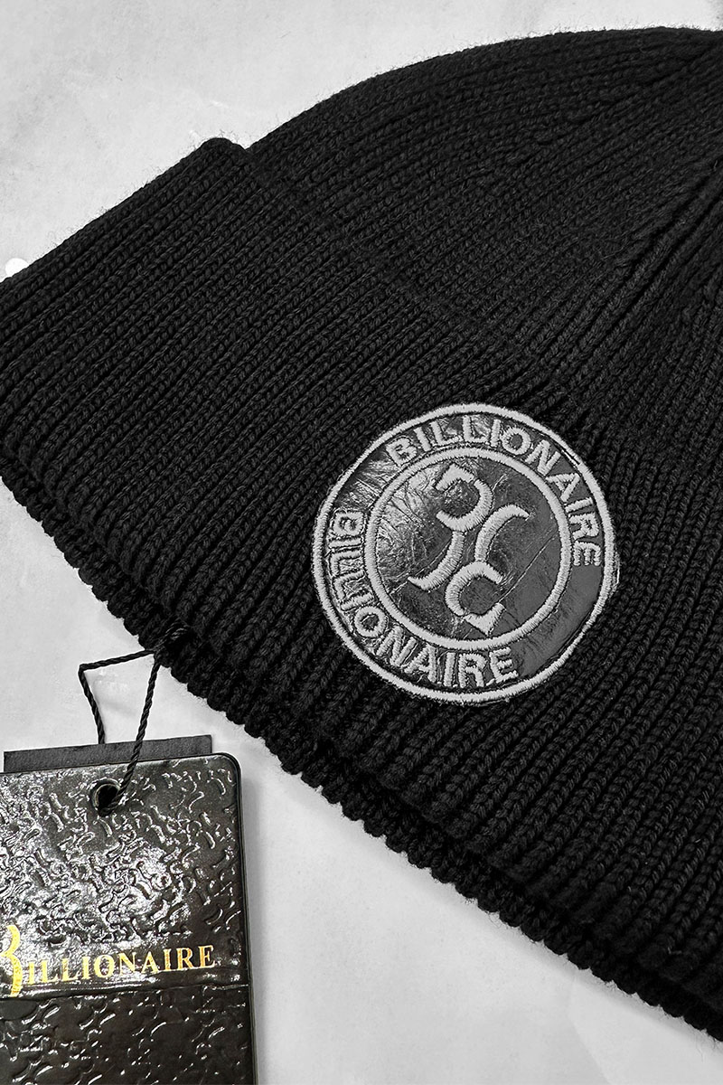 Billionaire Мужская чёрная шапка logo-patch