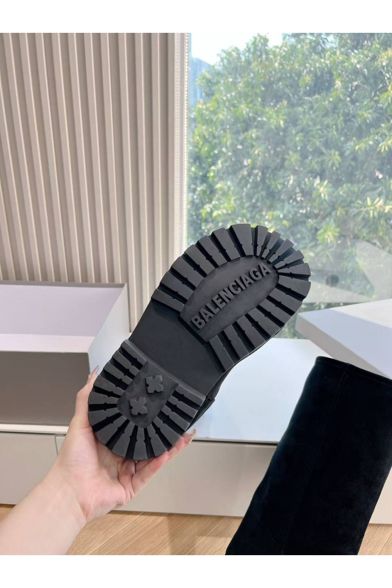 Balenciaga Женские ботинки Alaska Fur High Boot Premium  - Black