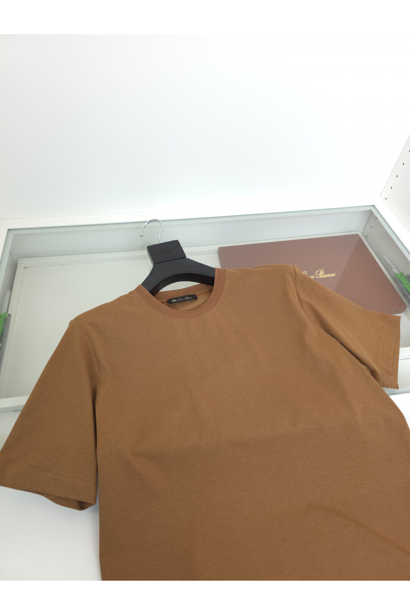Loro Piana Мужская коричневая футболка premium