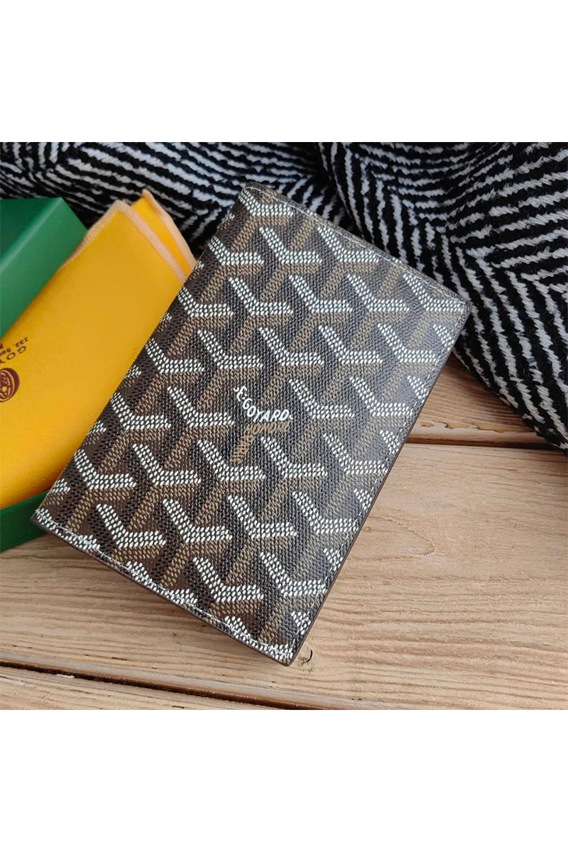 Designer Clothing Кожаная обложка на паспорт Goyard - Brown 10х14 см