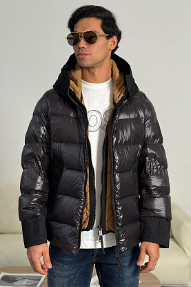 Чёрная пуховая куртка London England logo-patch