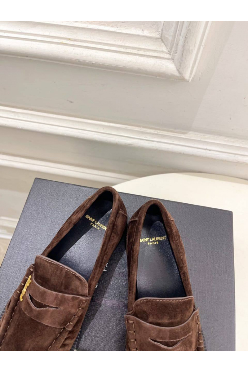 Yves Saint Laurent Женские замшевые лоферы premium