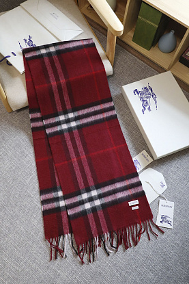 Шарф two-tone Check premium 168x30 см - Burgundy