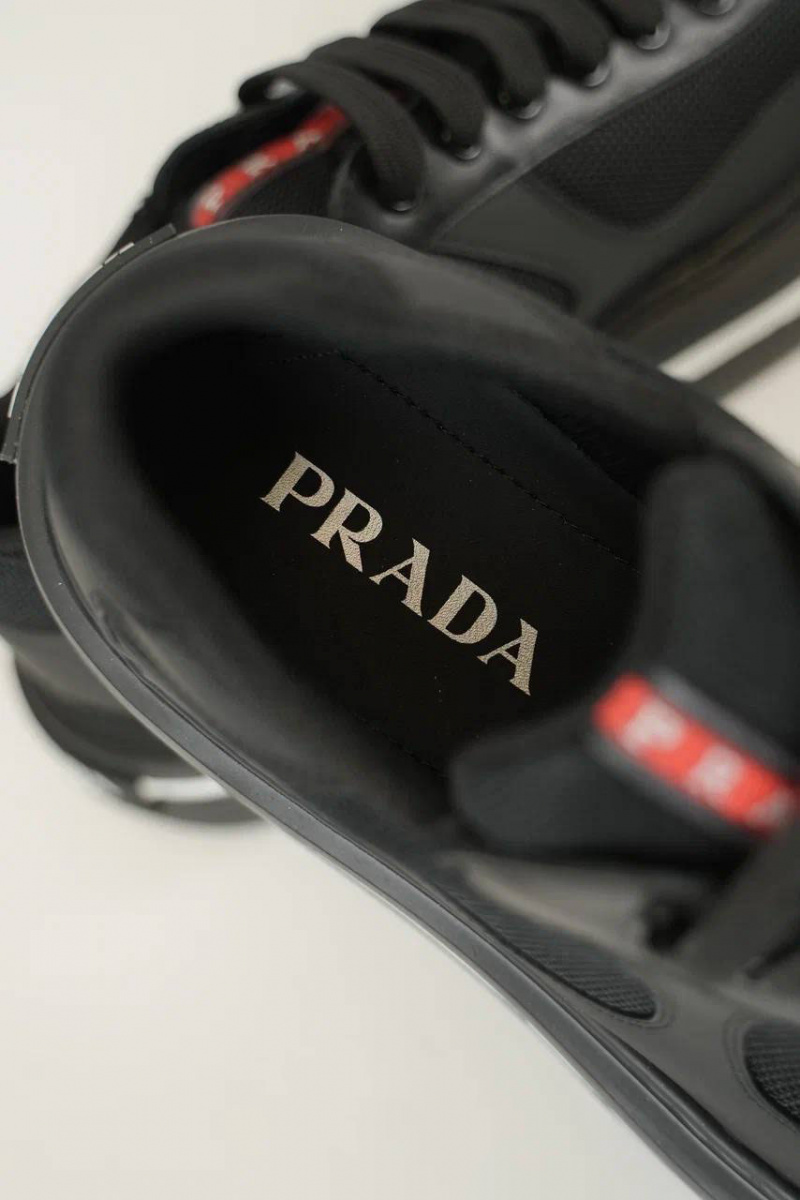 Prada Комбинированные кроссовки logo-stripe - Black
