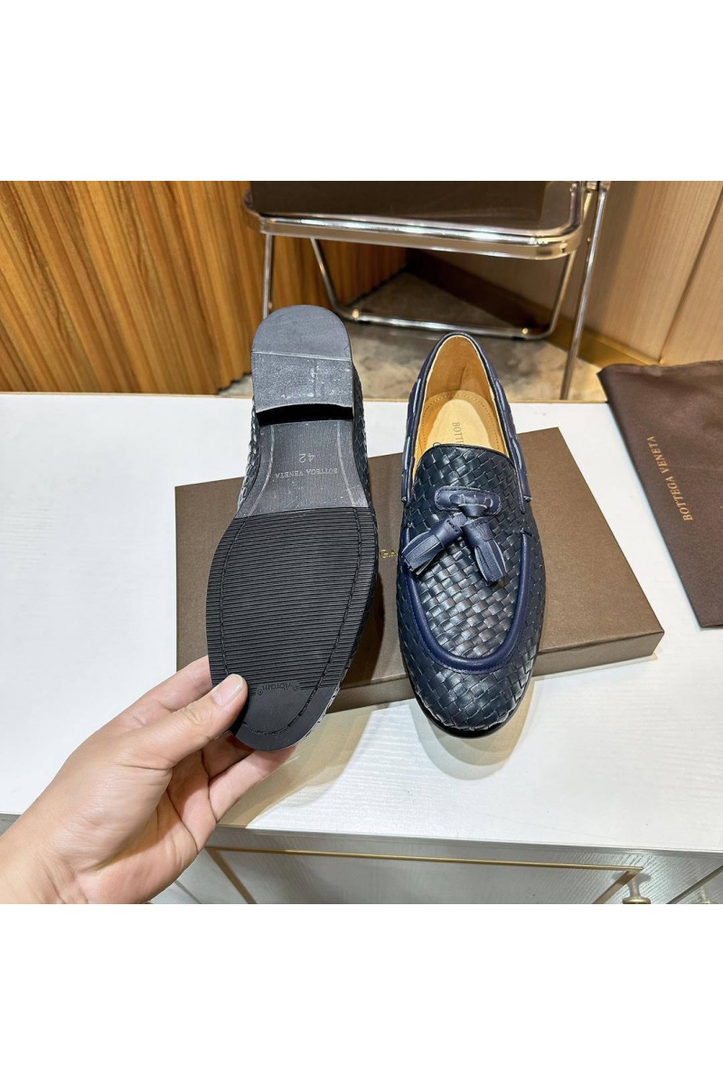 Bottega Veneta Мужские кожаные лоферы Intrecciato - Navy